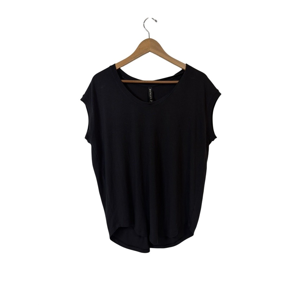 Athleta Muscle Tee Women Medium Black Relaxed Scoop Neck High-Low Tank Top